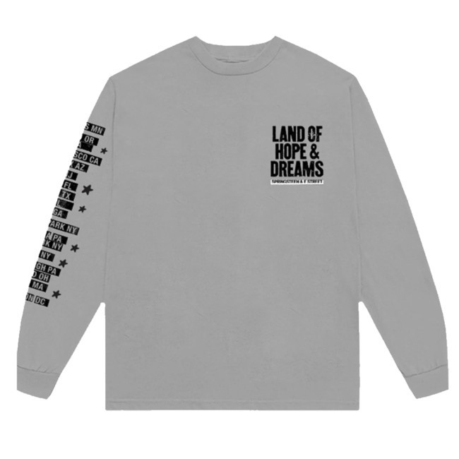 Bruce Springsteen Store Merch 2026 Land Of Hope & Dreams American Tour Long Sleeve Logo Hoodie