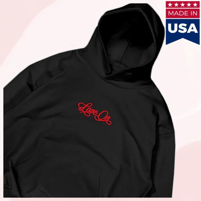 Selena Gomez Merch Embroidered Love On Zip Up Hooded Sweatshirt