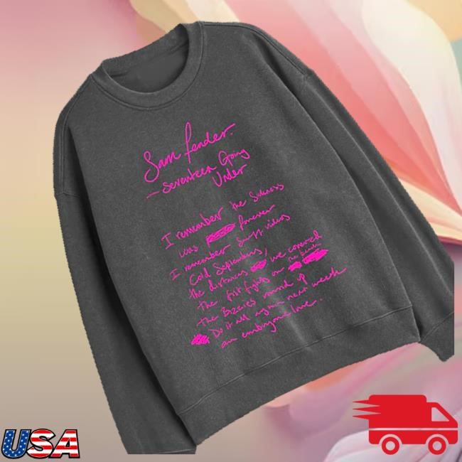 Official Sam Fender Merch Shop Store Sam Fender Lyric Tee