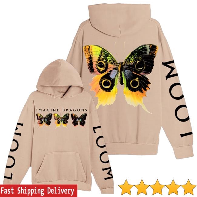 Imagine Dragons Music Merch Store Loom Butterfly Tan Crewneck Sweatshirt