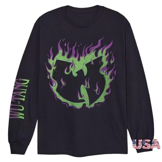 Official Wu-Tang Clan Merch Green & Purple Flames Long-Sleeve Shirts