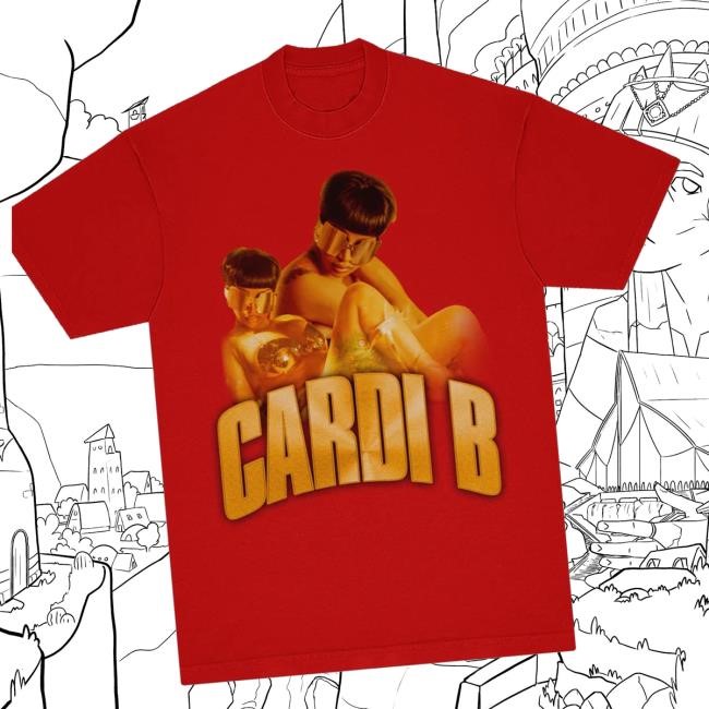Cardi B Official Merch Gold Logo T-Shirt (Red) Tee