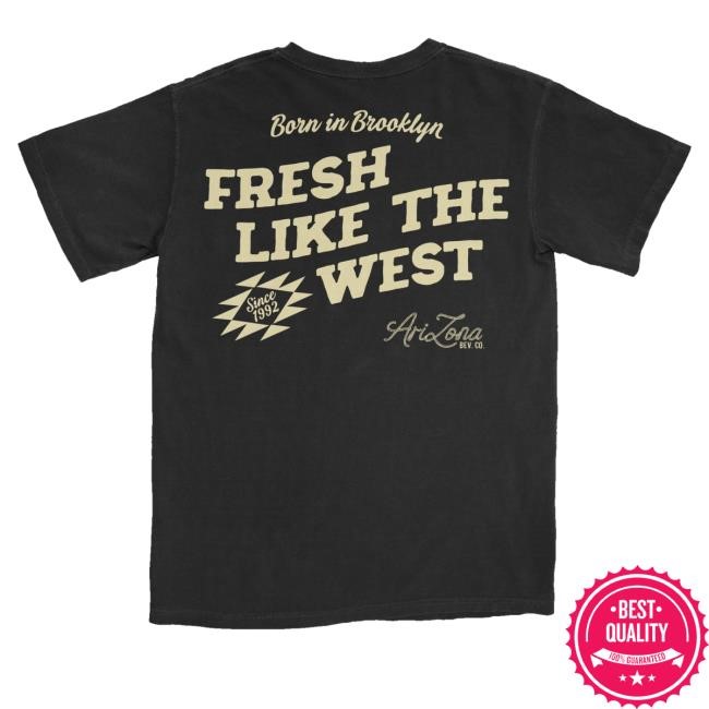 Official Arizona Beverages Merch Black Fresh Like The West Cotton Tee