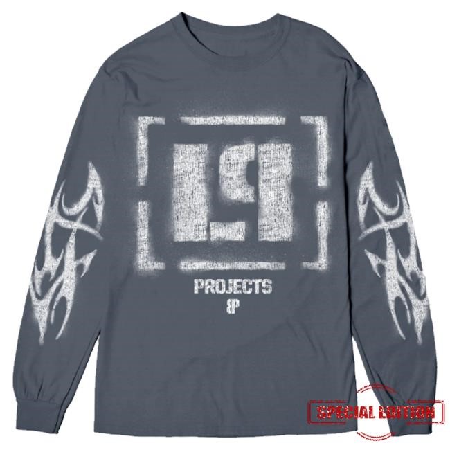 Official Linkin Park Merch Bp X Lp Stencil Tee Vintage Blue Hooded Sweatshirt