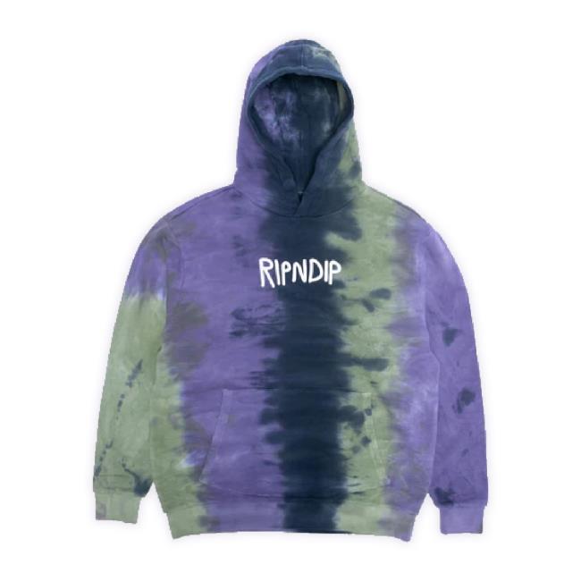 Official Rip N Dip - Poleron Canguro Ripndip Rubber Logo Sage/Slate Tie Dye Sweatshirt