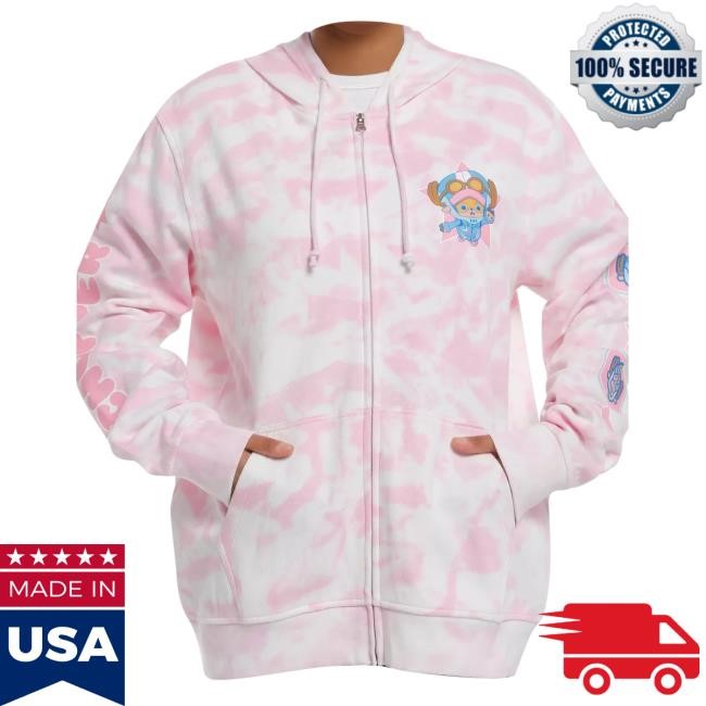 Offcial One Piece Chopper Pink Tie-Dye Zip Hoodie