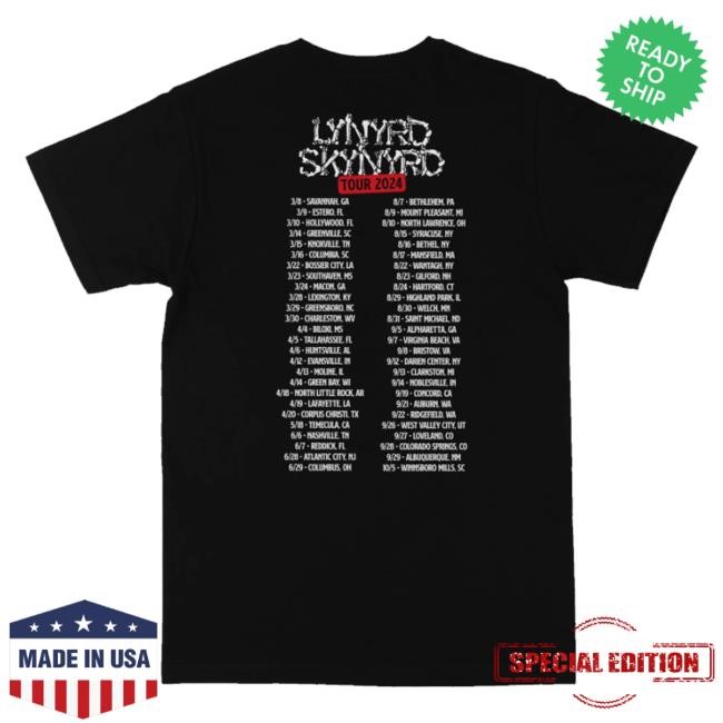 Lynyrd Skynyrd Official Merch Store Smokes 2024 Tour Short Sleeve Tee