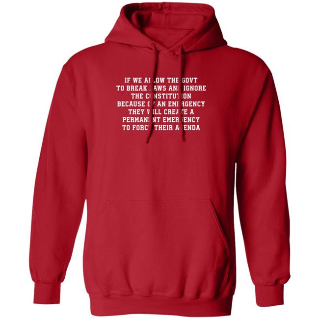If You Allow The Gvt To Break The Law And Ignore The Constitution Because Of An Emergency They Will Create A Permanent Emergency To Force Their Agenda Hoodie