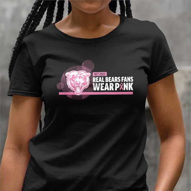 Justin Fields Wearing The 2022 Real Bears Fans Wear Pink Long Sleeve Tee Shirt