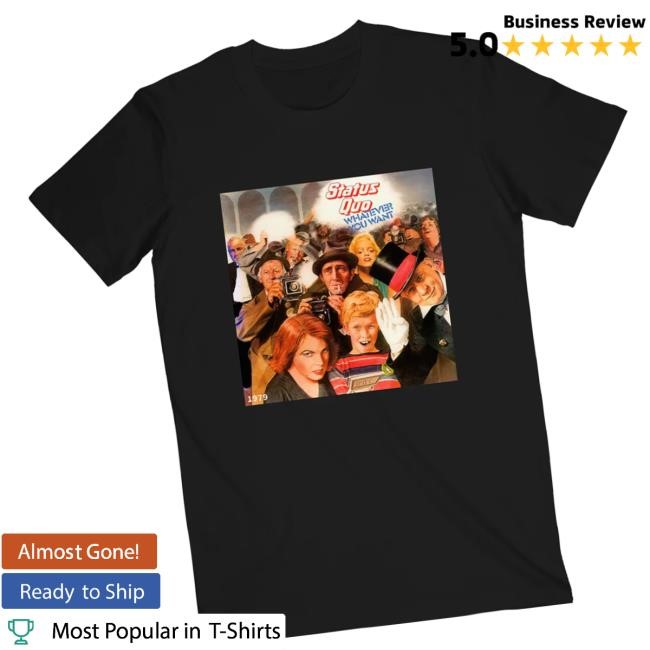 Official Status Quo Merch Whatever You Want' 45Th Anniversary Track Tee Black Tee Shirt
