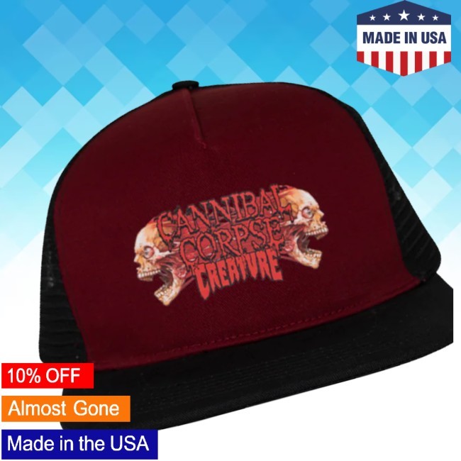Cannibal Corpse Store Merch Cannibal Corpse X Creature Trucker Hat (Cardinal Red) Twill Cap