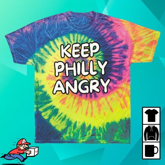 Keep Philly Angry Tie Dye Neon Rainbow Adult Hoodie