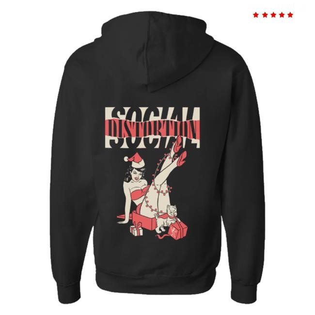 Social Distortion Merch Store Torn Logo Holiday Pinup Zip Crewneck Sweatshirt