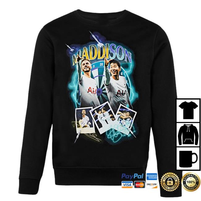 Official Tottenham Hotspur Merch Spurs Mens Son And Maddison Photographic Hooded Sweatshirt