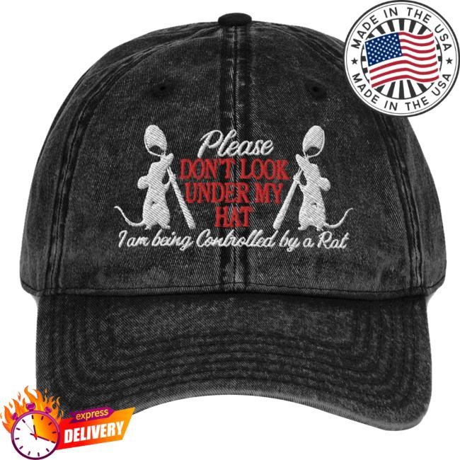 Official Lostbrostradingco Merch Please Don't Look Under My Hat Denim Dad Hat - Black Sweatshirt