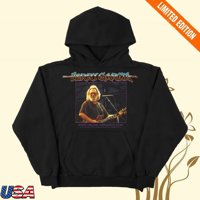 Jerry Garcia Jerry Portrait Black Tee Shirt Online Ceramics Merch Store
