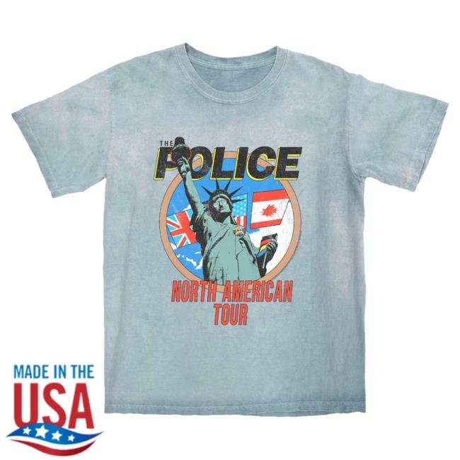 Official Merch Bar The Police Band North America 1983 Colorful Concert Promotion Distressed Color Blast Tees MerchBar ThePolice