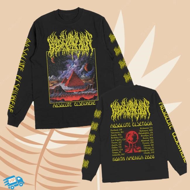 Blood Incantation Merch Store Absolute Elsetour Na 2024 Cover Long Sleeve (Black) Hooded Sweatshirt