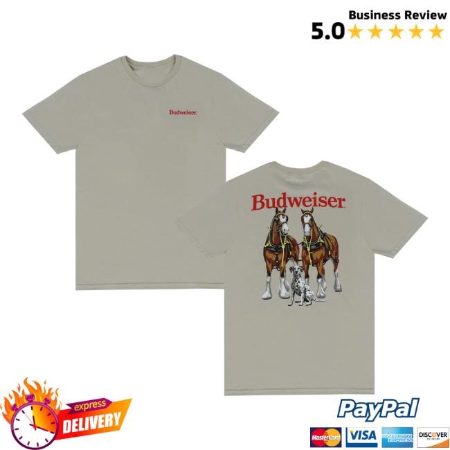 Shop Beer Gear Merch Store Budweiser Clydesdales & Dalmatian Shirt