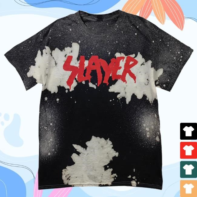 Official Slayer Merch Old School Spray Paint Logo Custom Dye T-Shirt