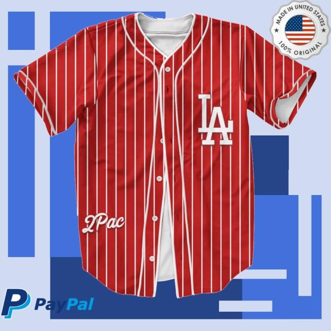 Rappers Merchla Dodgers Logo 2Pac Shakur Hip Hop Dope Red Baseball Jersey T Shirts