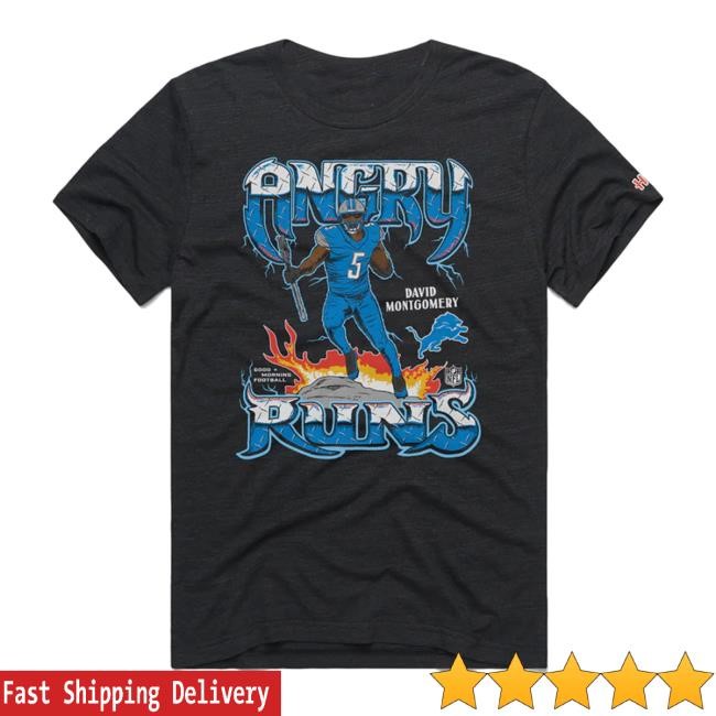 Homage Store Angry Runs 2024 Lions David Montgomery T-Shirt, Hoodie, Tank Top, Sweater And Long Sleeve T-Shirt