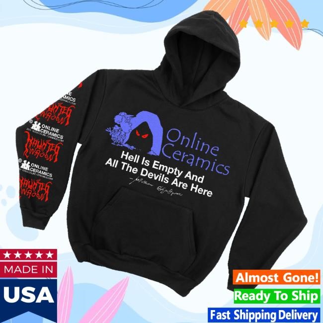 Official Online Ceramics Merch William Shakespeare Black Hoodie Sweatshirt