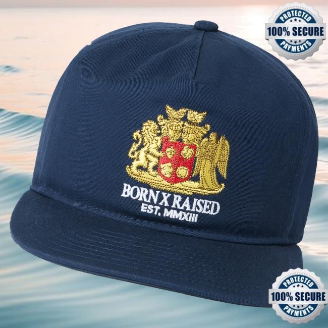 Born X Raised Merch Store Crest 5 Panel Cap Navy