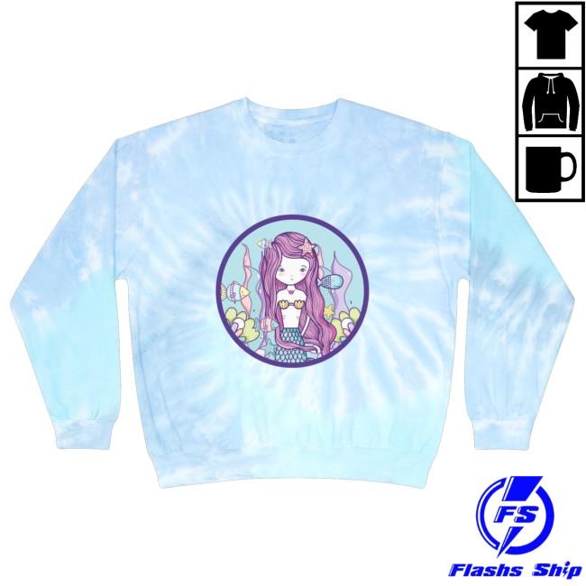 Official Mermaid Merch Cute Mermaid Unisex Tie-Dye Hoodie
