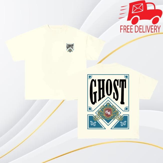 Official Ghost Racing Merch Dark Cyan Playing Card Tee Shirt Cream