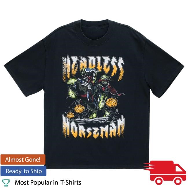 Blizzard Merch World Of Warcraft Headless Horseman Glow-In-The-Dark Black Tee Shirt