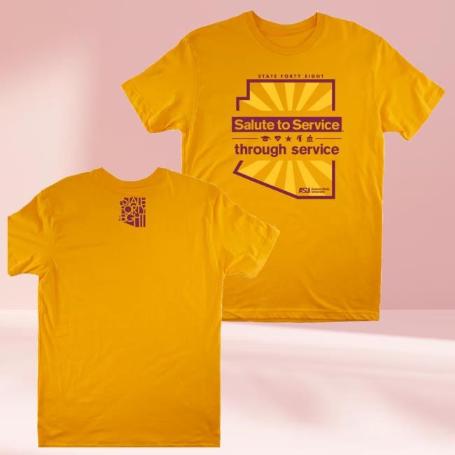 Official State Forty Eight Merch Unisex Crew Arizona State University Salute To Service Gold Hoodie