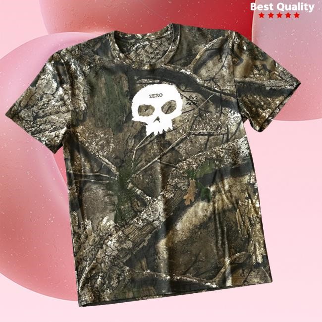 Official Zero Skateboards Merch Store Zero X Realtree - Single Skull Funny Shirt