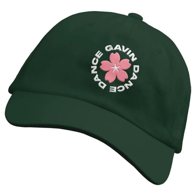 Cherry Blossom Forest Green Dad Hats