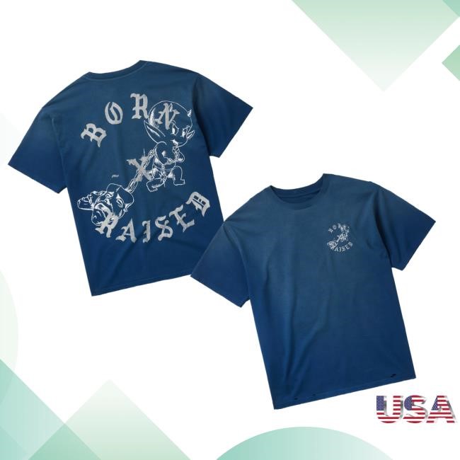 Born X Raised Merch Store Lil Devil Rocker T Shirt Blue